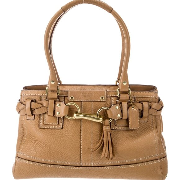 Euc Vintage Coach Hampton Leather Handbag Tote Bag Satchel - Picture 1 of 16